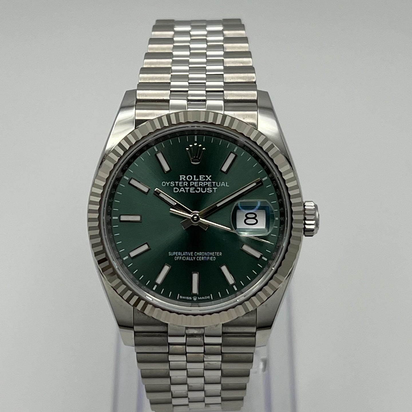 Rolex Datejust 126234 White Gold Stainless Steel Mint Green Dial Oyster (2022)
