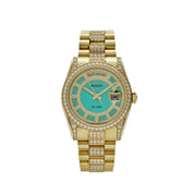 Rolex Day-Date 118388 Yellow Gold Jade Green Dial Diamond Pavé 'Carousel'