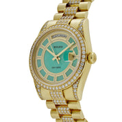 Rolex Day-Date 118388 Yellow Gold Jade Green Dial Diamond Pavé 'Carousel'