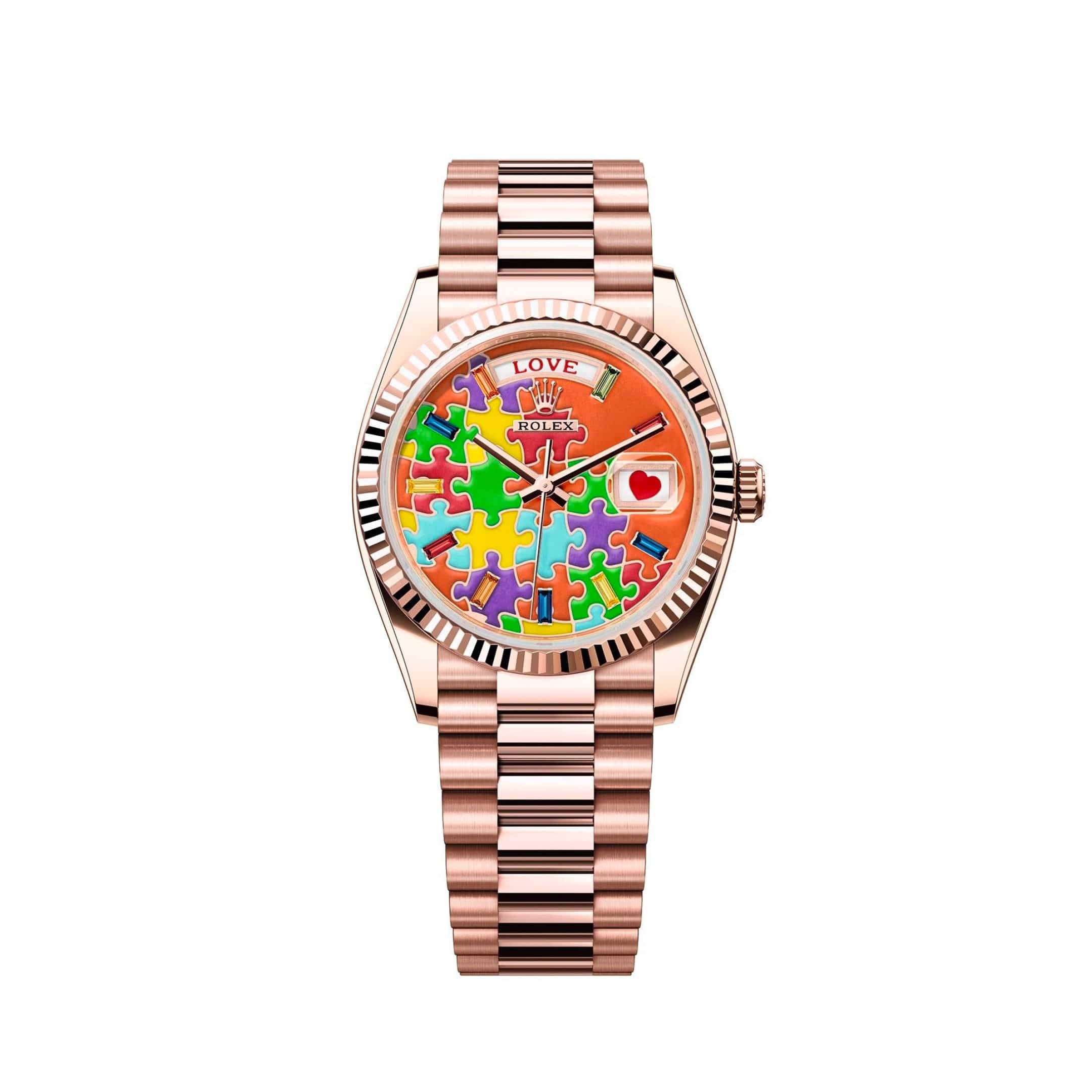 Rolex Day-Date 128235-0063 'Emoji Puzzle' Rose Gold