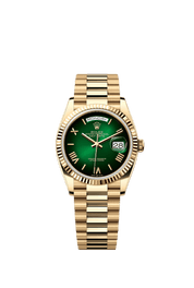 Rolex Day-Date 128235 Yellow Gold Green Ombre Roman Numeral Dial