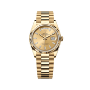 Rolex Day-Date 128238 Yellow Gold Champagne Baguette Diamond Marker Dial