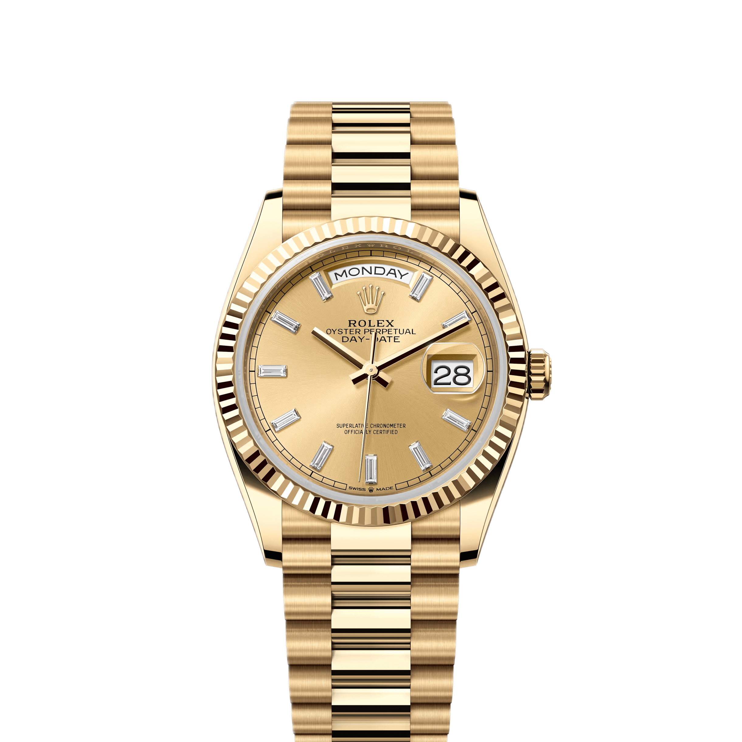 Rolex Day-Date 128238 Yellow Gold Champagne Diamond Marker Dial