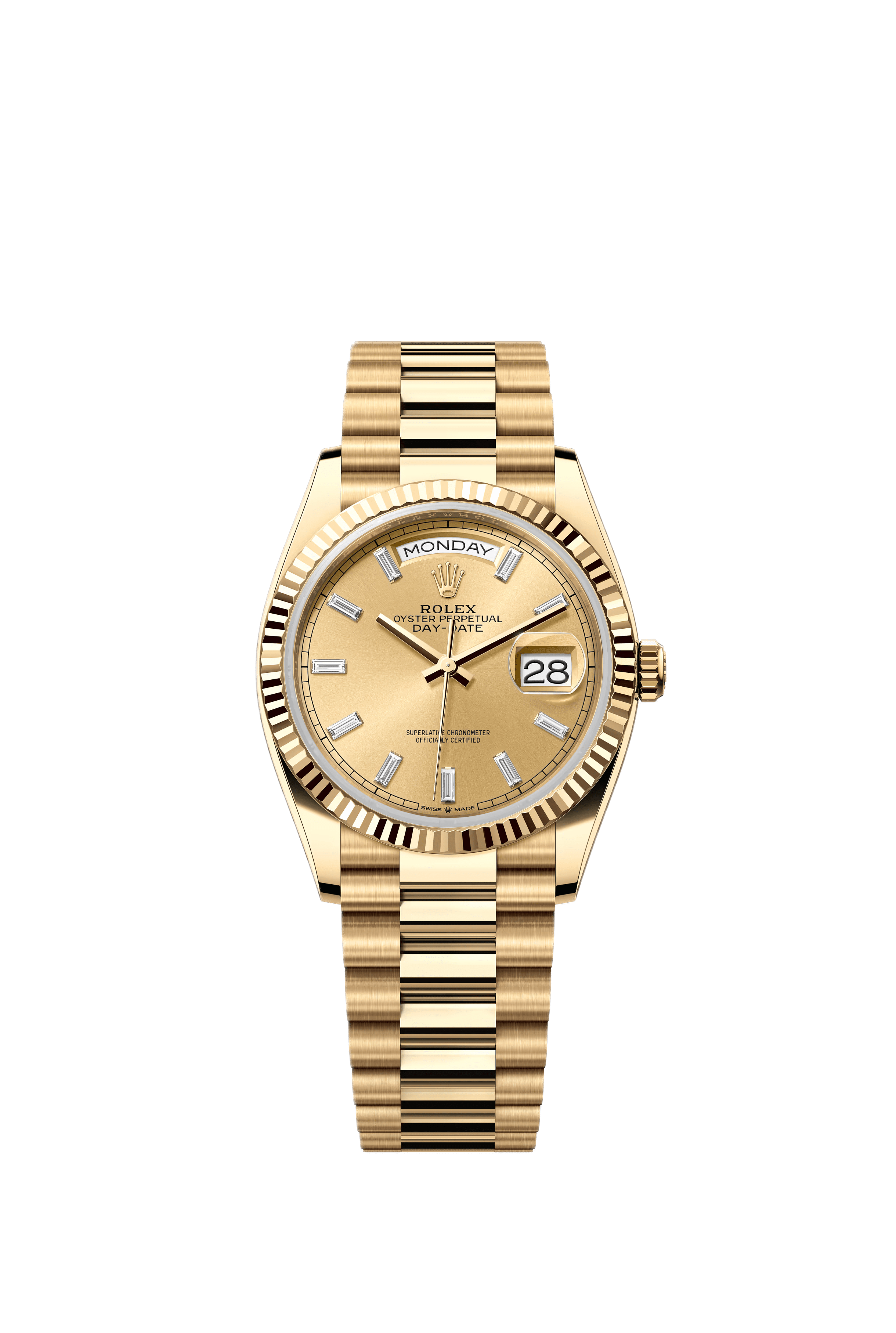 Rolex Day-Date 128238 Yellow Gold Champagne Diamond Marker Dial