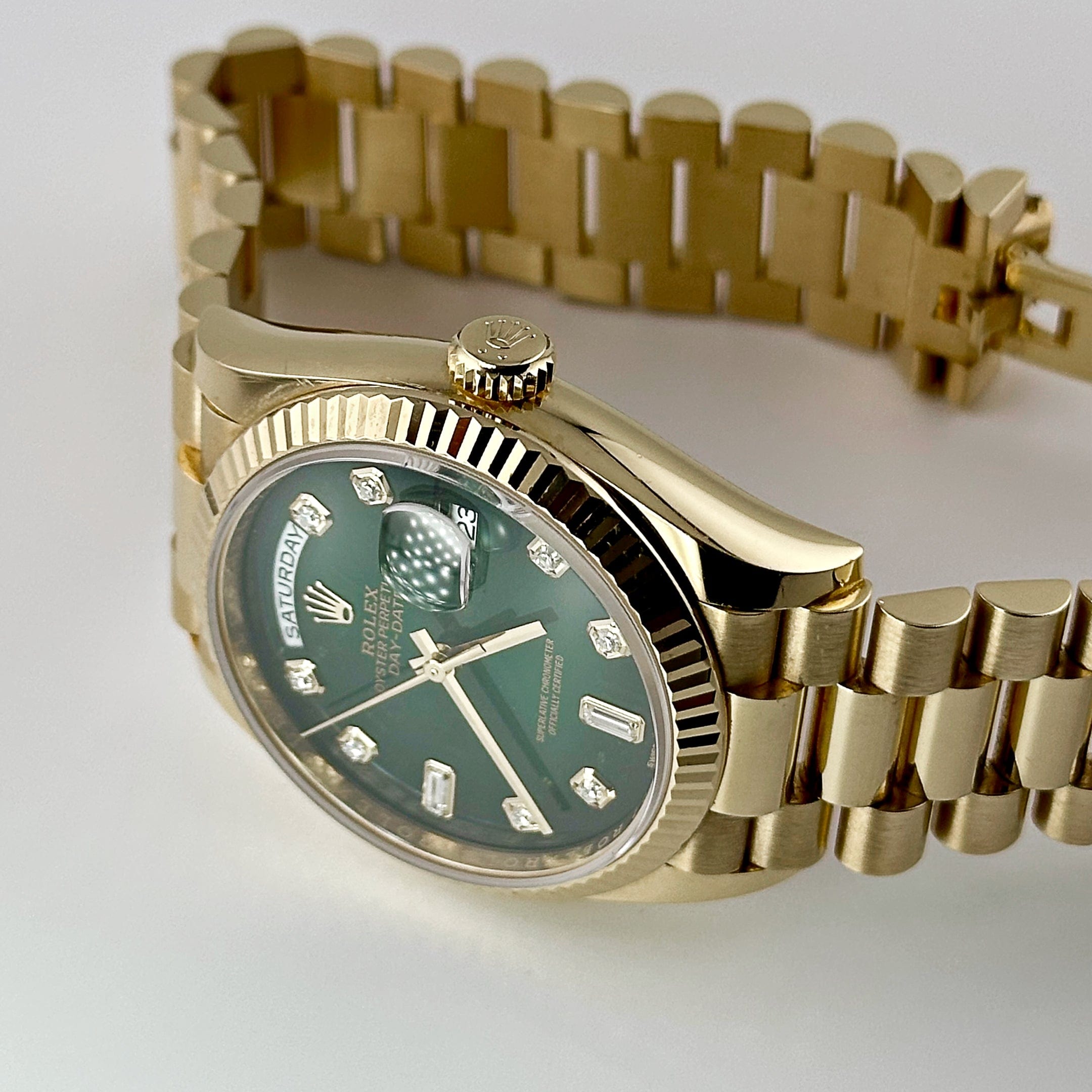 Rolex Day-Date 128238 Yellow Gold Green Diamond Dial (2020)