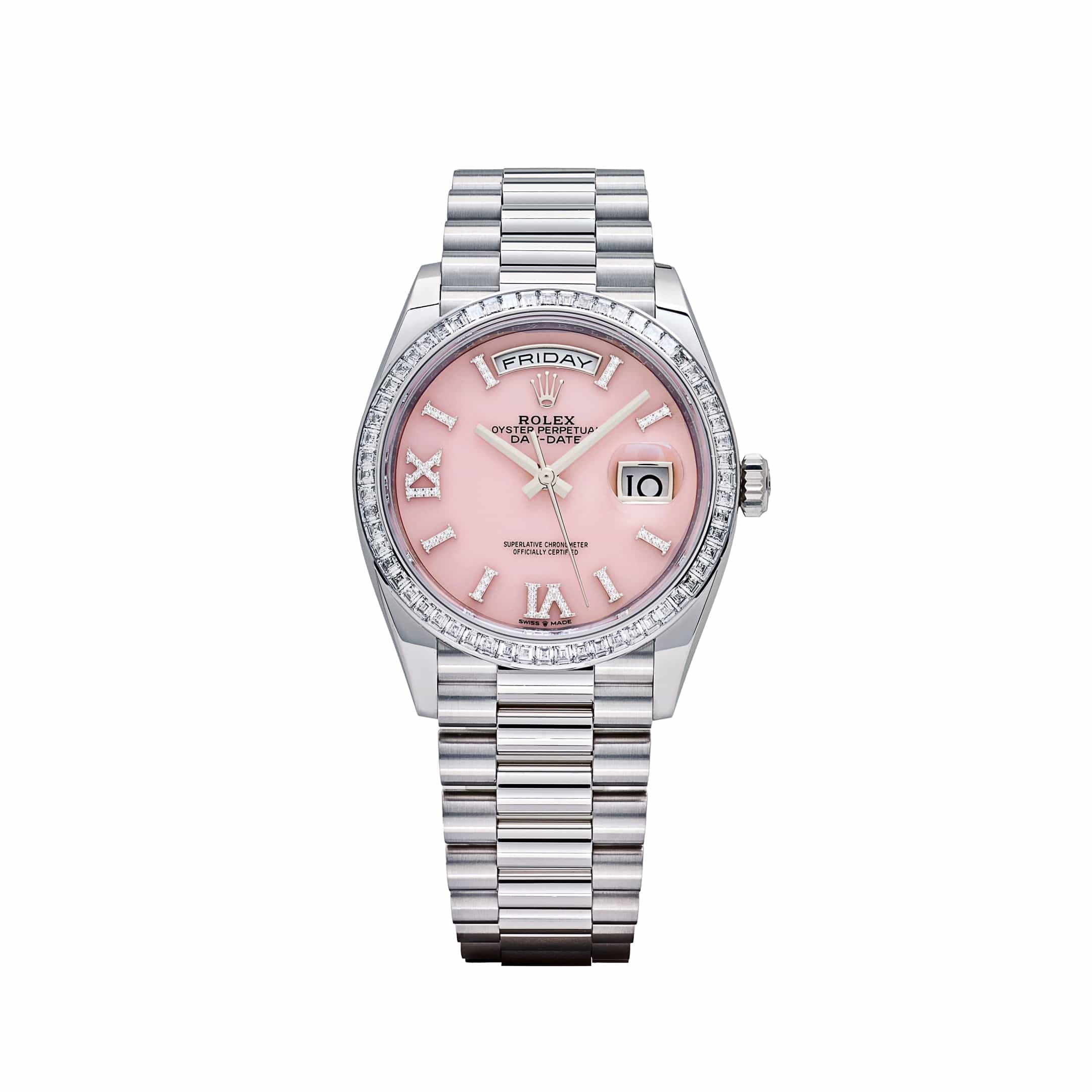 Rolex Day-Date 128396TBR Platinum Pink Opal Diamond Dial and Bezel (2023)