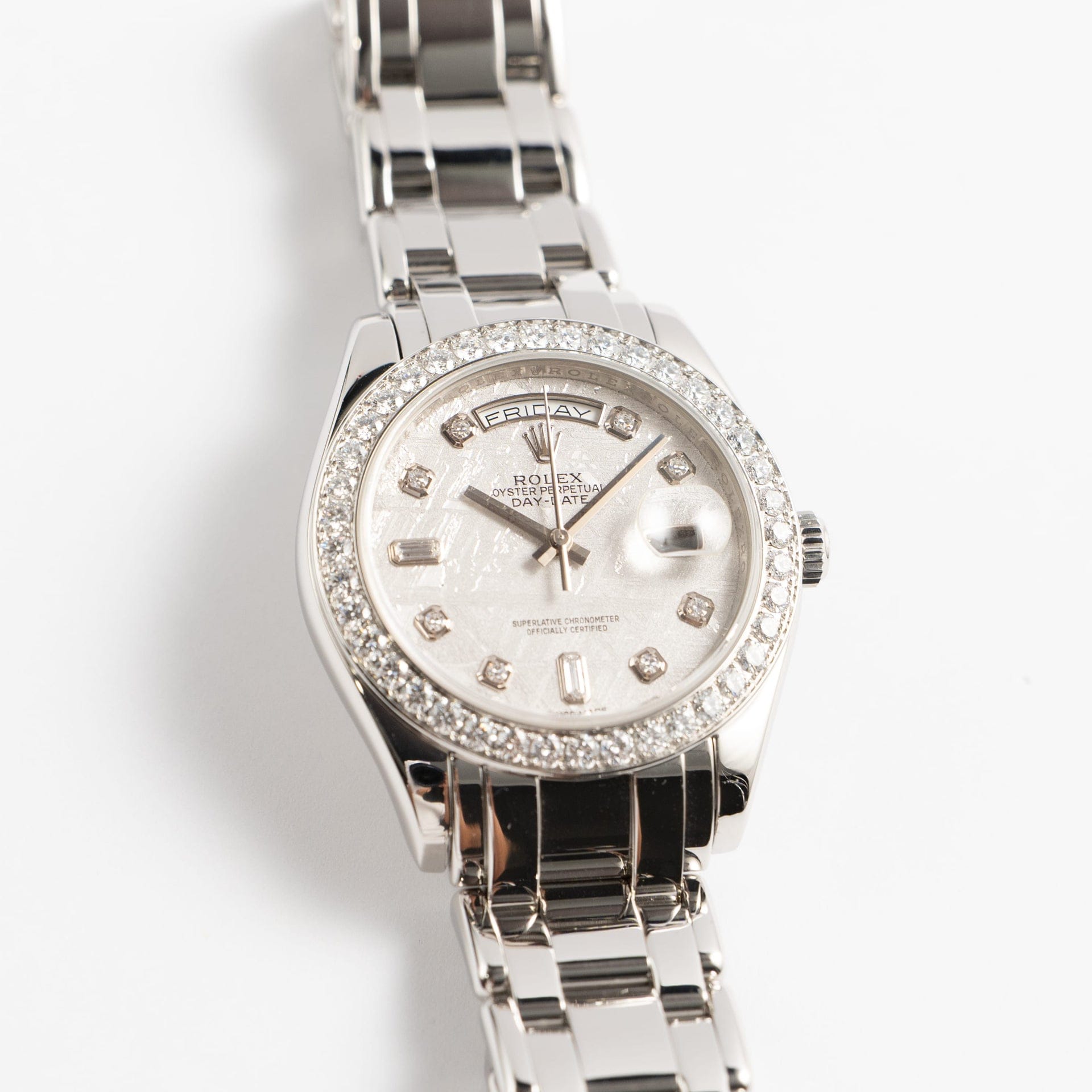 Rolex Day-Date 18946 Masterpiece Platinum Meteorite Diamond Dial and Bezel (2021)