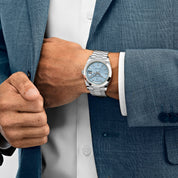 Rolex Day-Date 228206 40 Platinum Ice Blue Diagonal Motif Dial