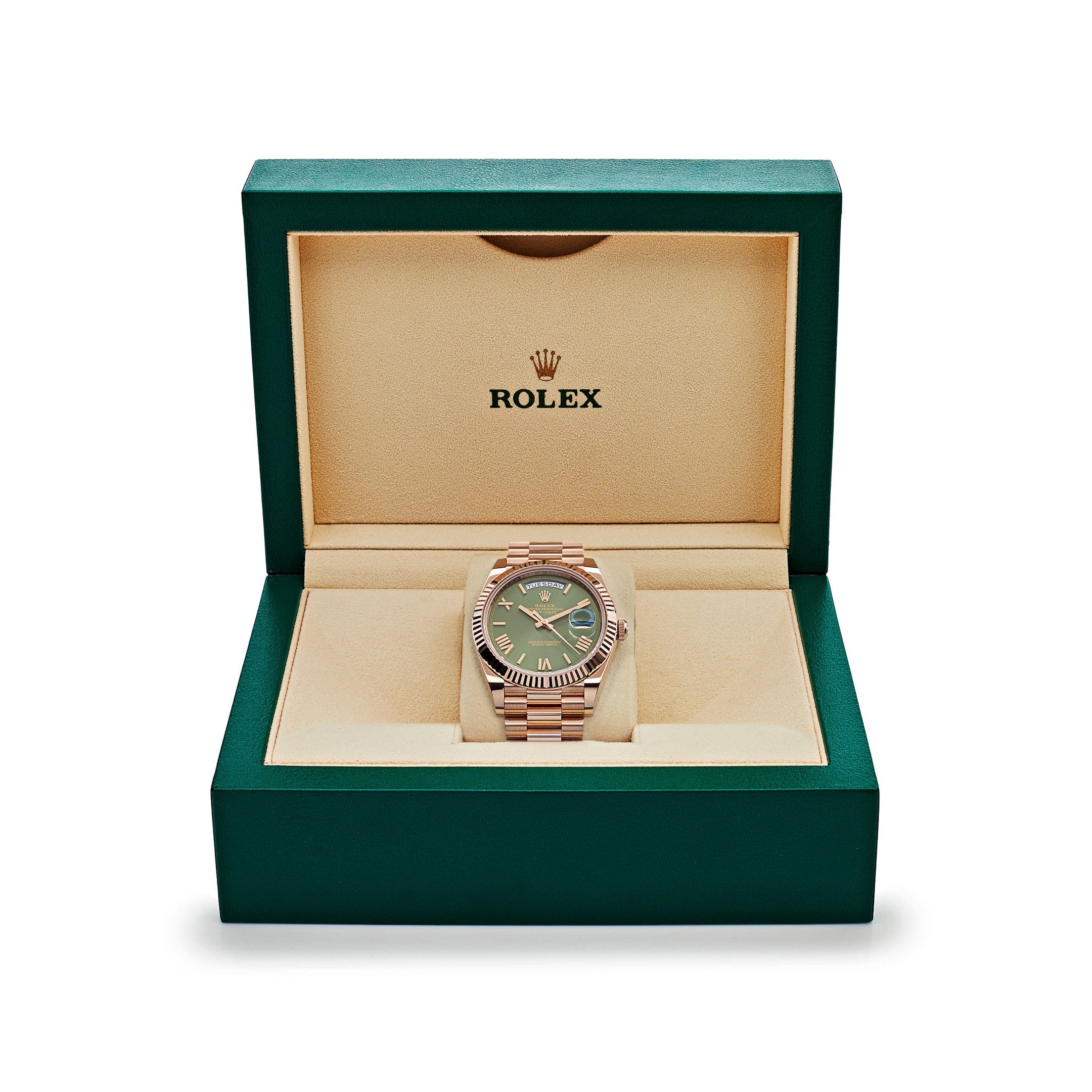 Rolex Day-Date 228235 Rose Gold Olive Green Dial (2023)