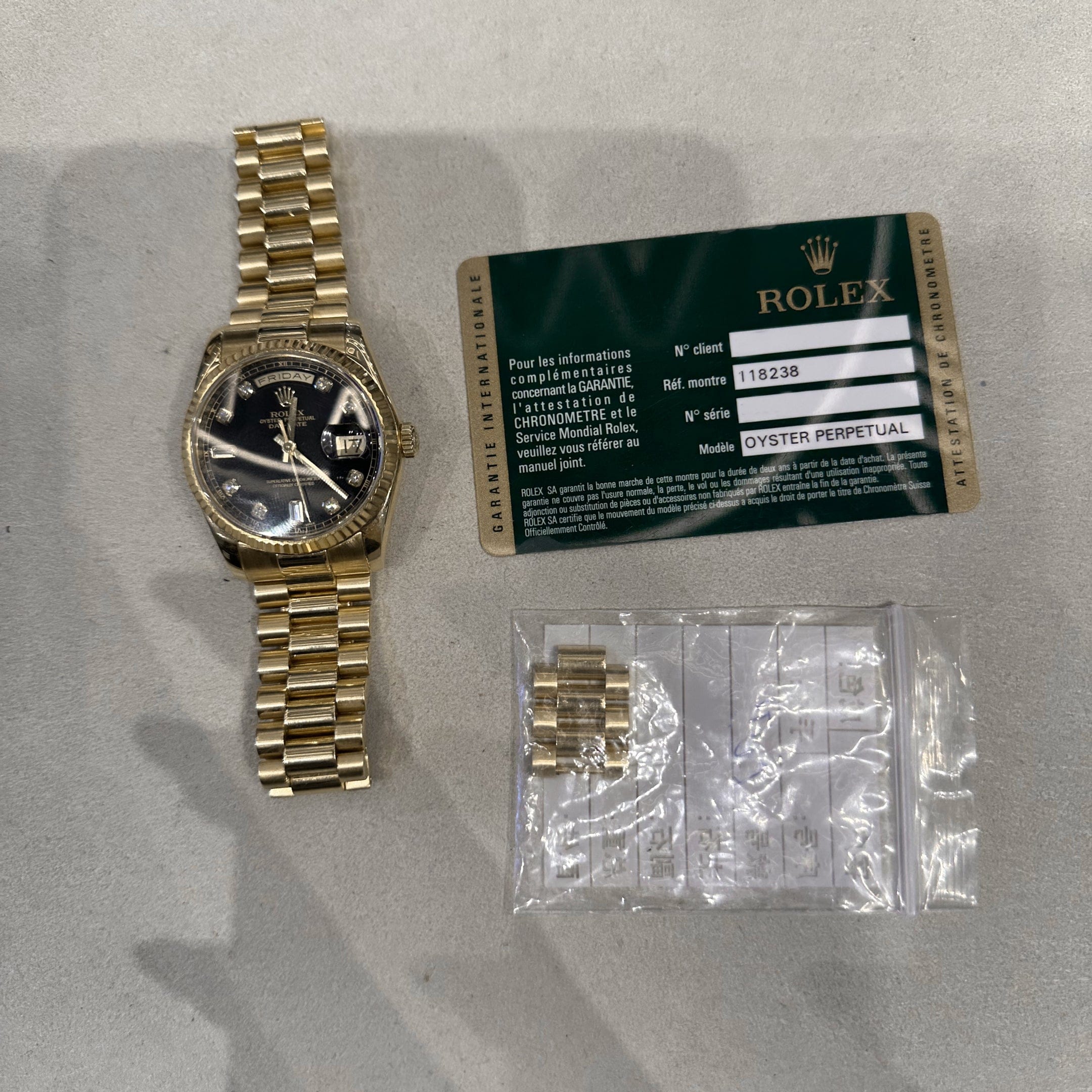 Rolex Day-Date 36 118238 Yellow Gold Black Diamond Dial (2006/2007)