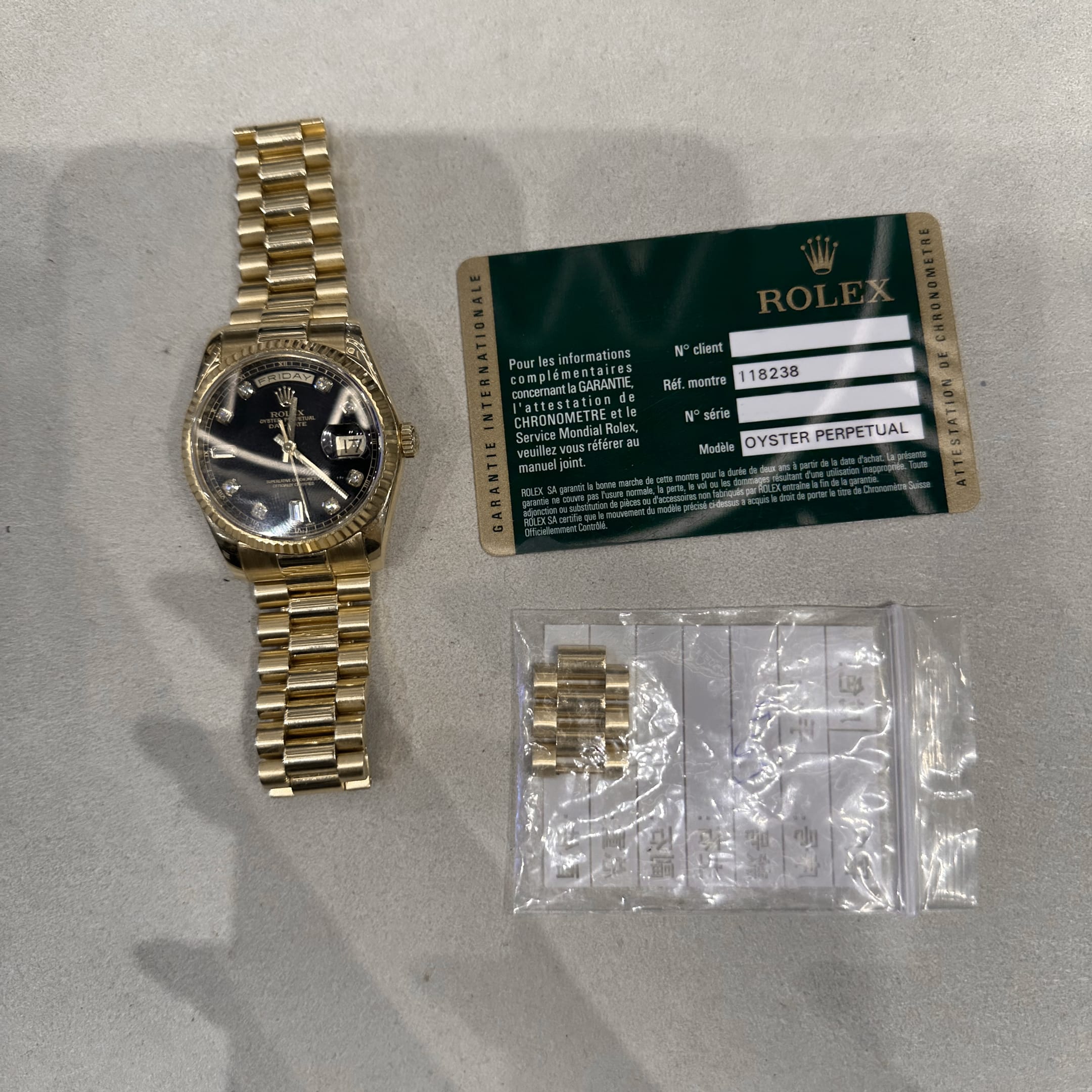Rolex Day-Date 36 118238 Yellow Gold Black Diamond Dial (2006/2007)