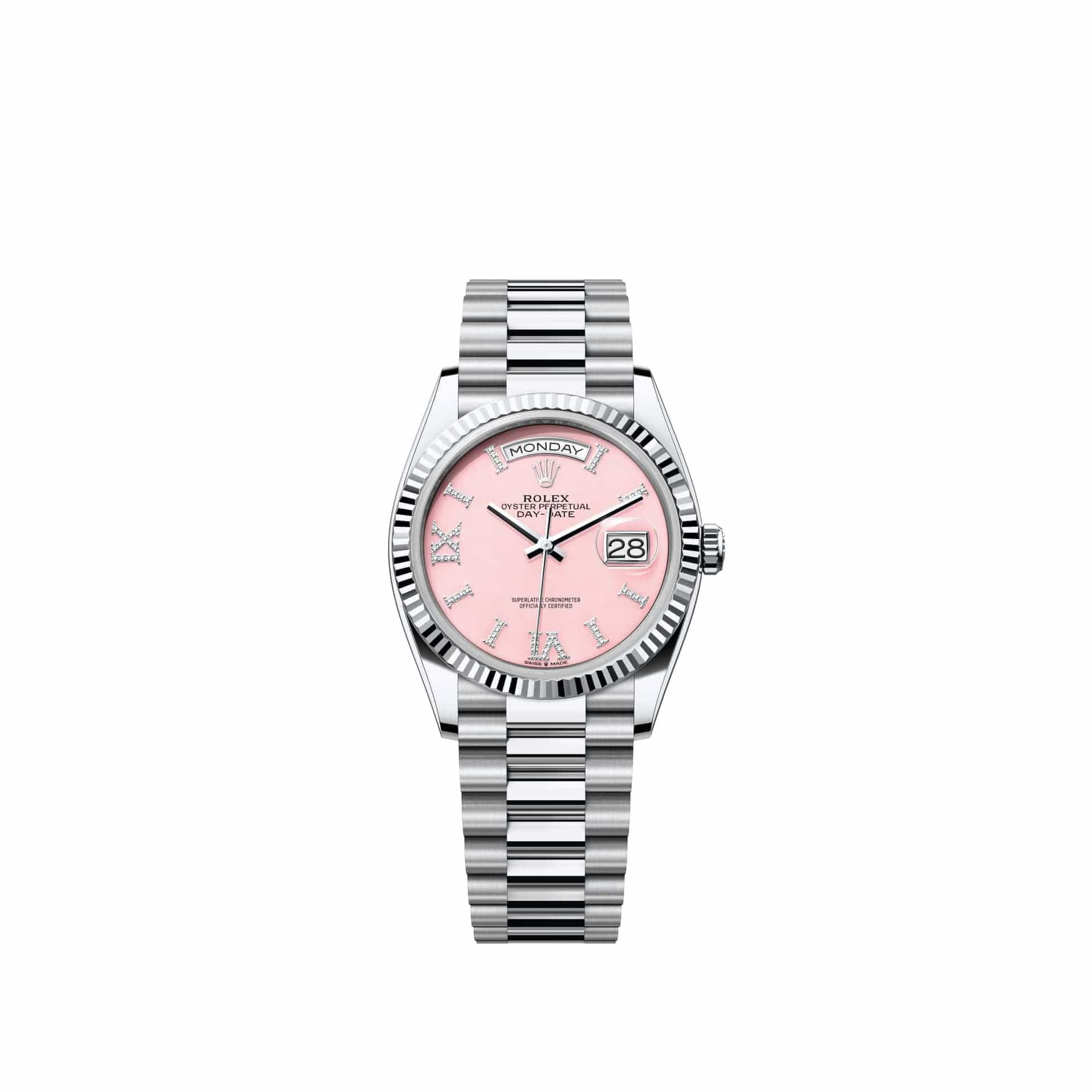 Rolex Day-Date 36 128236 Platinum Pink Opal Diamond Dial President (2026)