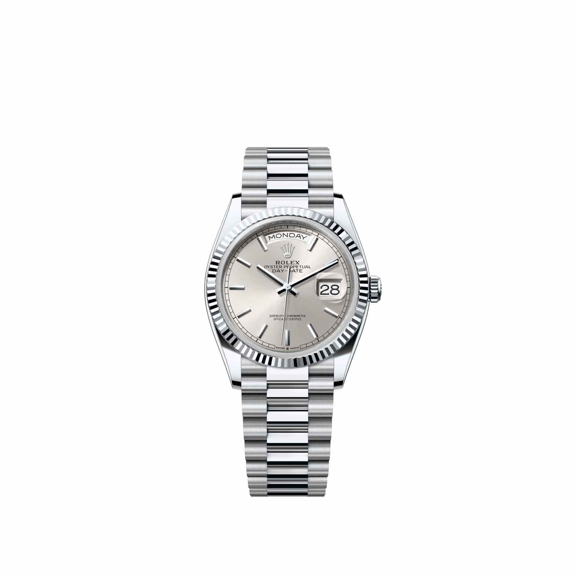 Rolex Day-Date 36 128236 Platinum Silver Dial President (2026)