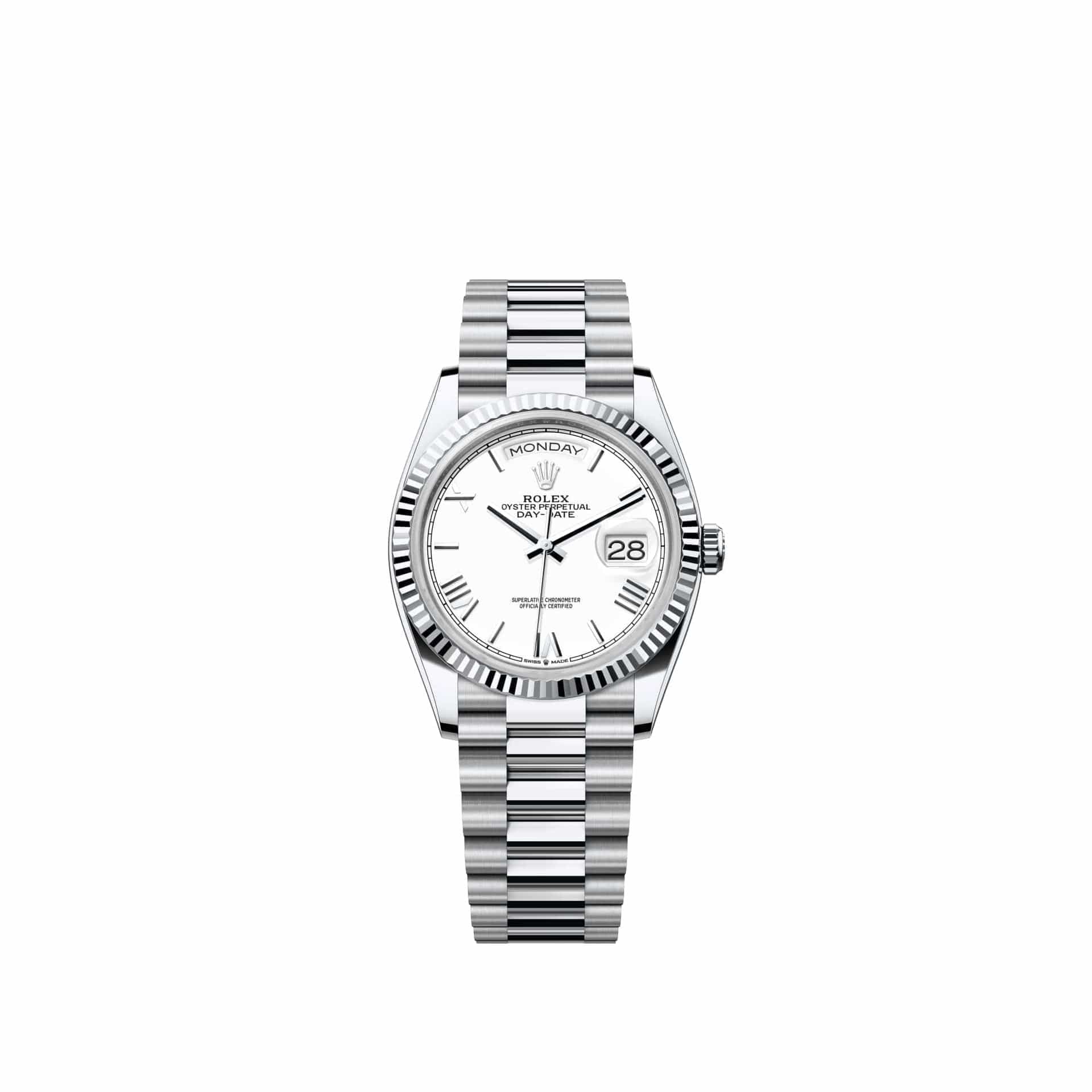 Rolex Day-Date 36 128236 Platinum White Roman Dial President (2026)