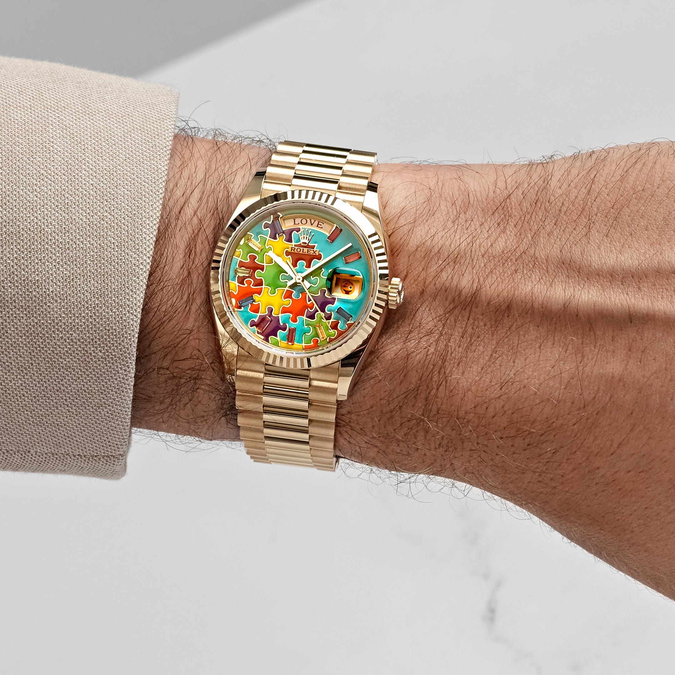 Rolex Day-Date 36 128238 'Emoji Puzzle' Yellow Gold