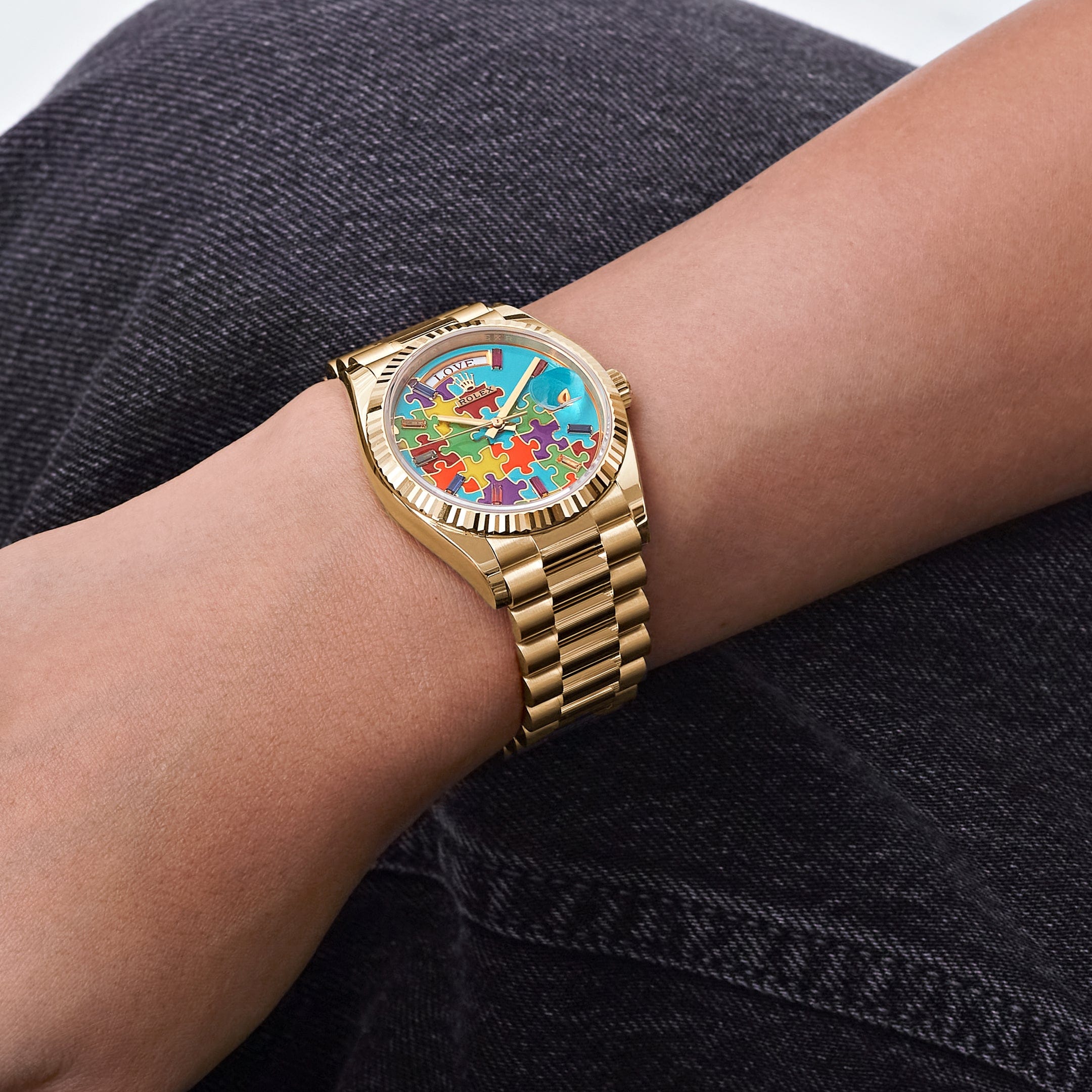 Rolex Day-Date 36 128238 'Emoji Puzzle' Yellow Gold