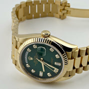 Rolex Day-Date 36 128238 Yellow Gold Green Diamond Dial (2025)