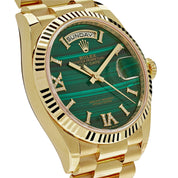 Rolex Day-Date 36 128238 Yellow Gold Green Malachite Roman Diamond Dial