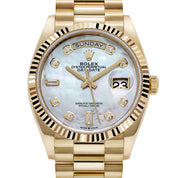 Rolex Day-Date 36 128238 Yellow Gold White Mother of Pearl Diamond Dial (2026)