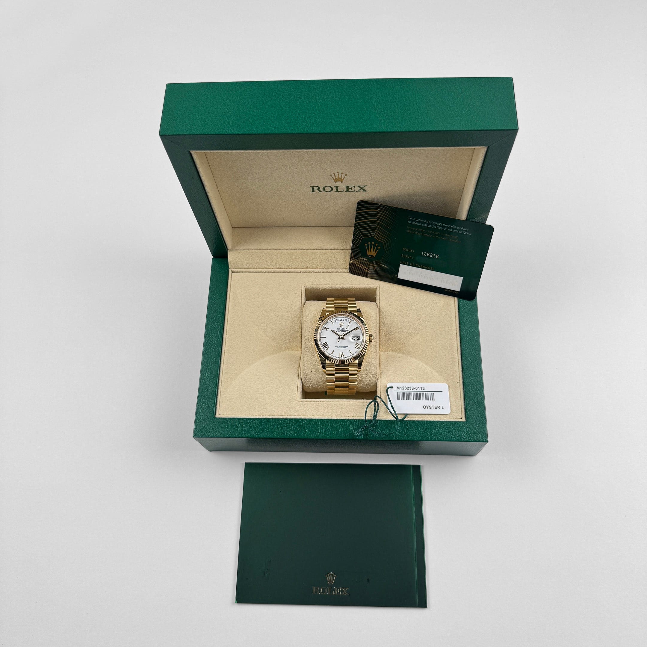 Rolex Day-Date 36 128238 Yellow Gold White Roman Numerals Dial (2024)