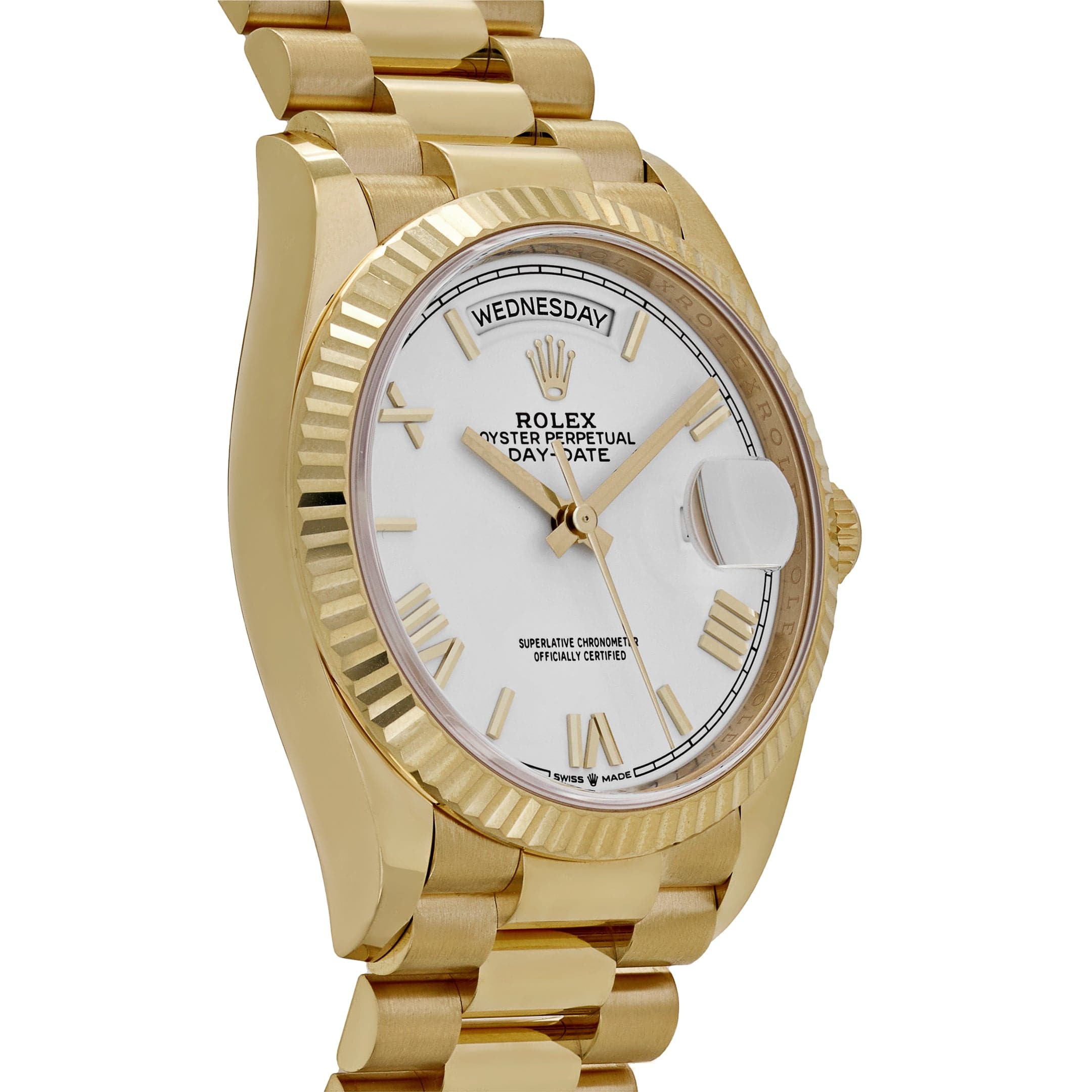 Rolex Day-Date 36 128238 Yellow Gold White Roman Numerals Dial