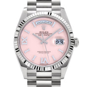 Rolex Day-Date 36 128239 White Gold Pink Opal Diamond Roman Numerals Dial (2025)