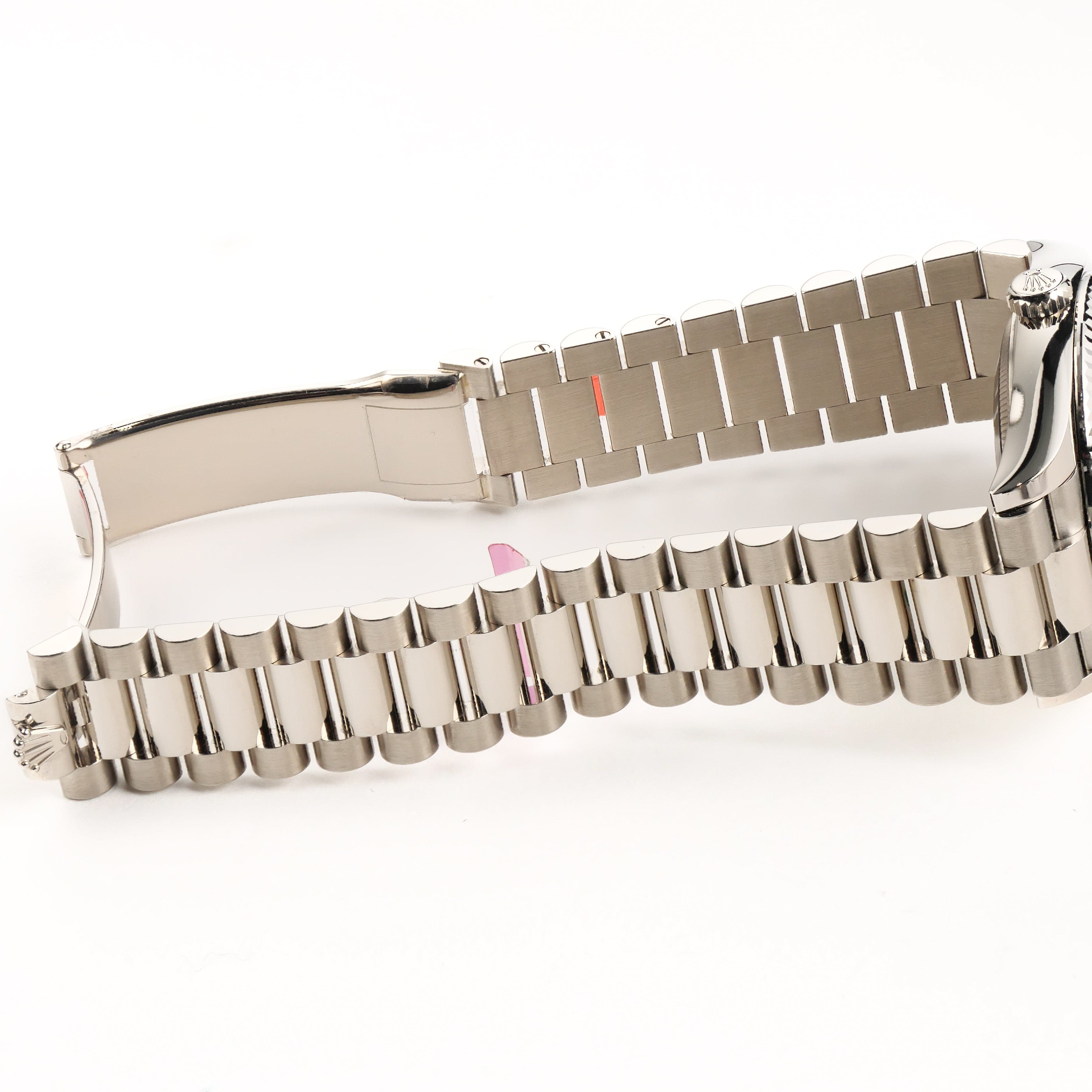 Rolex Day-Date 36 128239 White Gold Pink Opal Diamond Roman Numerals Dial (2025)