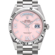 Rolex Day-Date 36 128239 White Gold Pink Opal Diamond Roman Numerals Dial (2025)