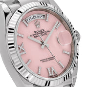 Rolex Day-Date 36 128239 White Gold Pink Opal Diamond Roman Numerals Dial (2025)