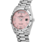 Rolex Day-Date 36 128239 White Gold Pink Opal Diamond Roman Numerals Dial (2025)