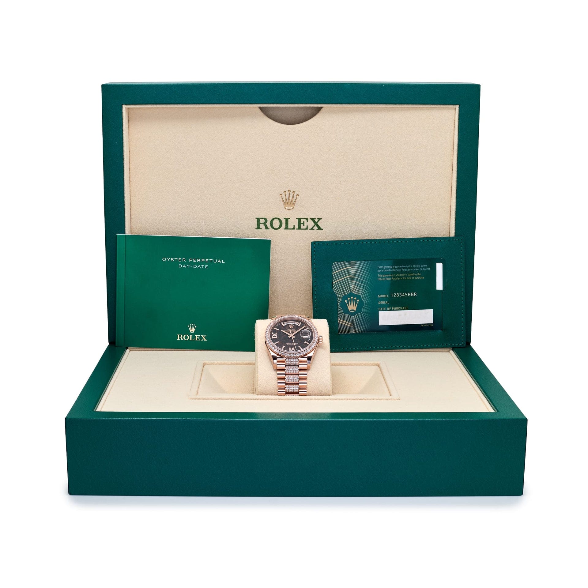 Rolex Day-Date 36 128345RBR Rose Gold Eisenkiesel Diamond Dial Diamond Bezel (2022)