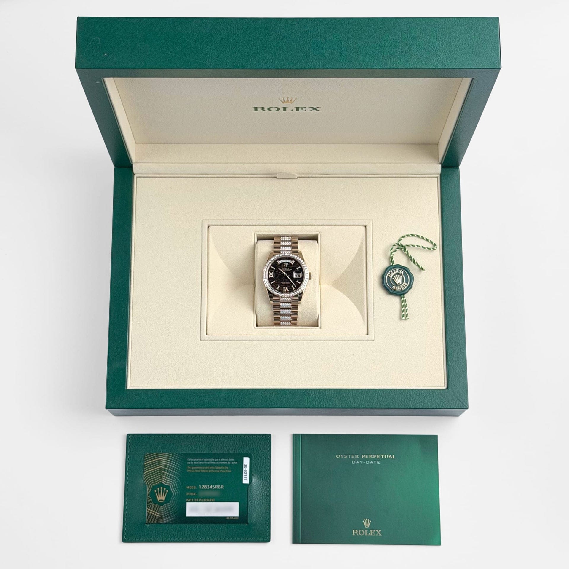 Rolex Day-Date 36 128345RBR Rose Gold Eisenkiesel Diamond Dial Diamond Bezel (2022)