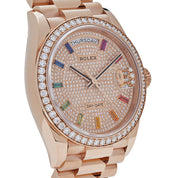 Rolex Day-Date 36 128345RBR Rose Gold Rainbow Diamond Pave Dial (2021)