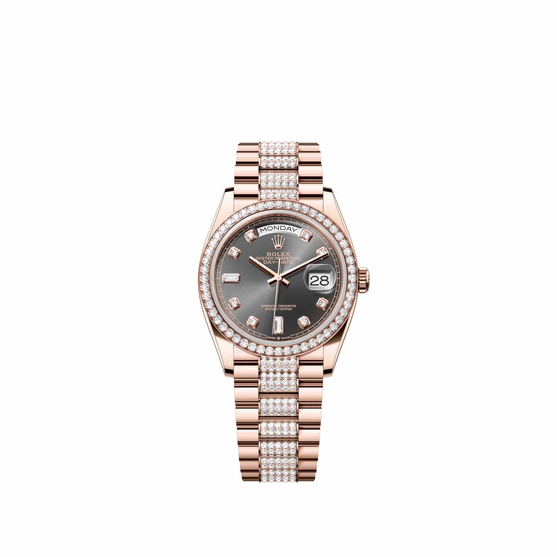 Rolex Day-Date 36 128345RBR Rose Gold Slate Diamond Dial Diamond-Set President Diamond Bezel (2026)