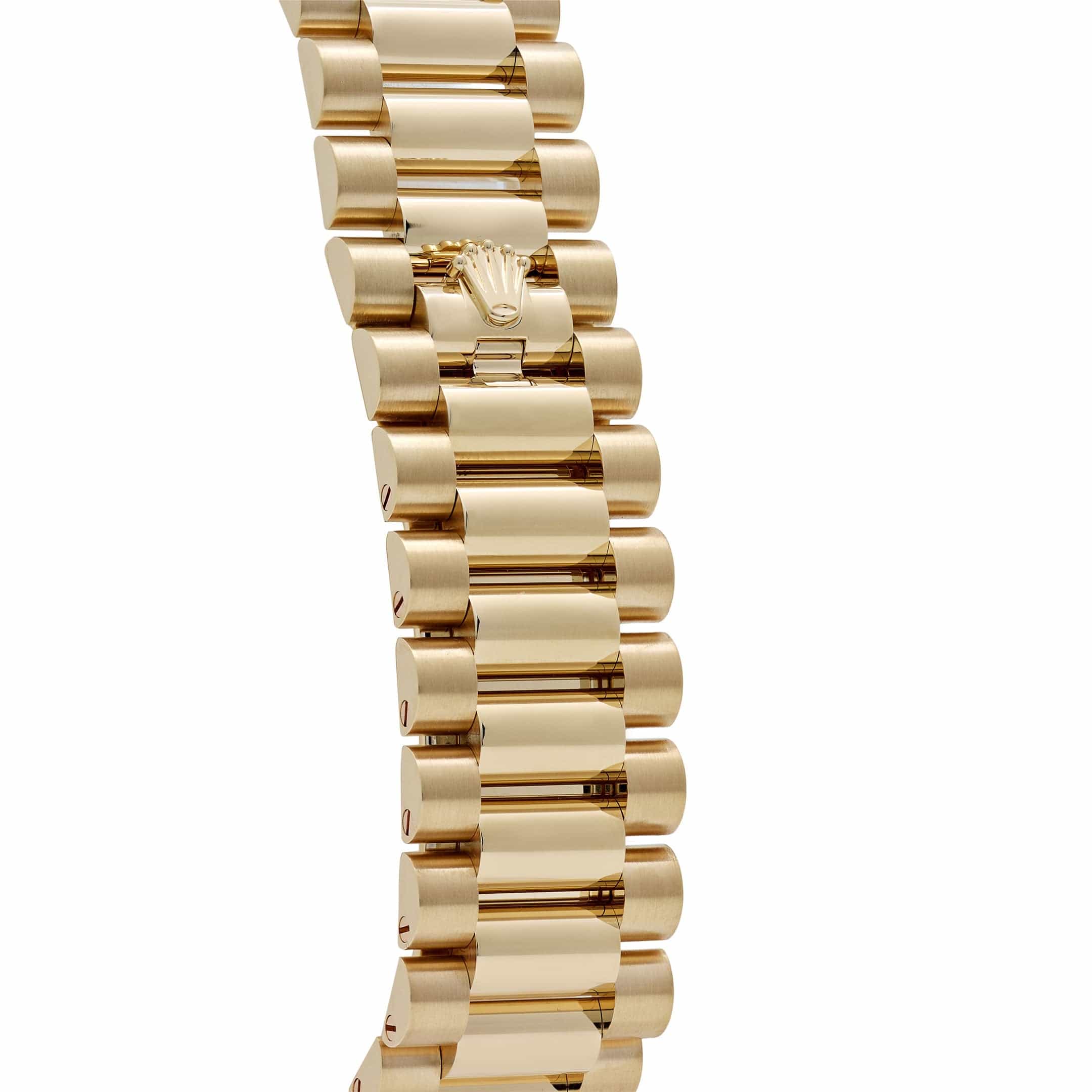 Rolex Day-Date 36 128348RBR Yellow Gold Carnelian Diamond Roman Numerals Dial Diamond Bezel