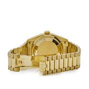 Rolex Day-Date 36 128348RBR Yellow Gold Diamond Bezel Turquoise Stone Diamond Dial