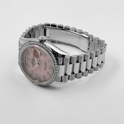 Rolex Day-Date 36 128349RBR White Gold Diamond Bezel Pink Diamond Dial