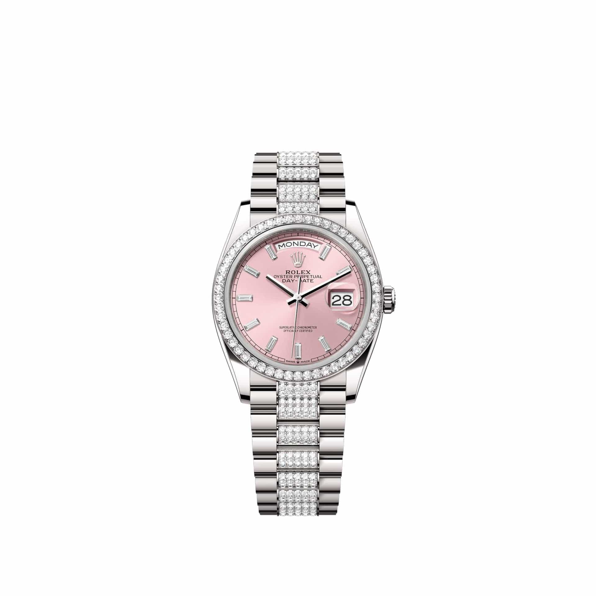 Rolex Day-Date 36 128349RBR White Gold Pink Diamond Dial Diamond-Set President Diamond Bezel (2026)