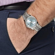 Rolex Day-Date 36 128396TBR Platinum Ice Blue Dial Diamond Bezel (2024)