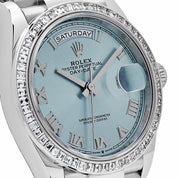 Rolex Day-Date 36 128396TBR Platinum Ice Blue Dial Diamond Bezel (2024)
