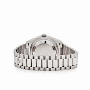 Rolex Day-Date 36 128396TBR Platinum Pink Opal Diamond Roman Numerals Dial Diamond Bezel