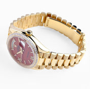 Rolex Day-Date 36 128398TBR Yellow Gold Carnelian Diamond Dial Diamond Bezel President (2025)