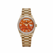 Rolex Day-Date 36 128398TBR Yellow Gold Carnelian Diamond Dial Diamond Bezel President (2025)