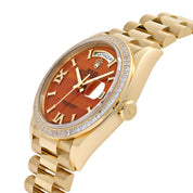 Rolex Day-Date 36 128398TBR Yellow Gold Carnelian Diamond Dial Diamond Bezel President (2025)
