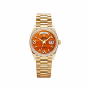 Rolex Day-Date 36 128398TBR Yellow Gold Carnelian Diamond Dial Diamond Bezel President (2025)