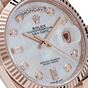 Luxury Watch Rolex Day-Date 36 Rose Gold MOP Diamond Dial 128235 Wrist Aficionado