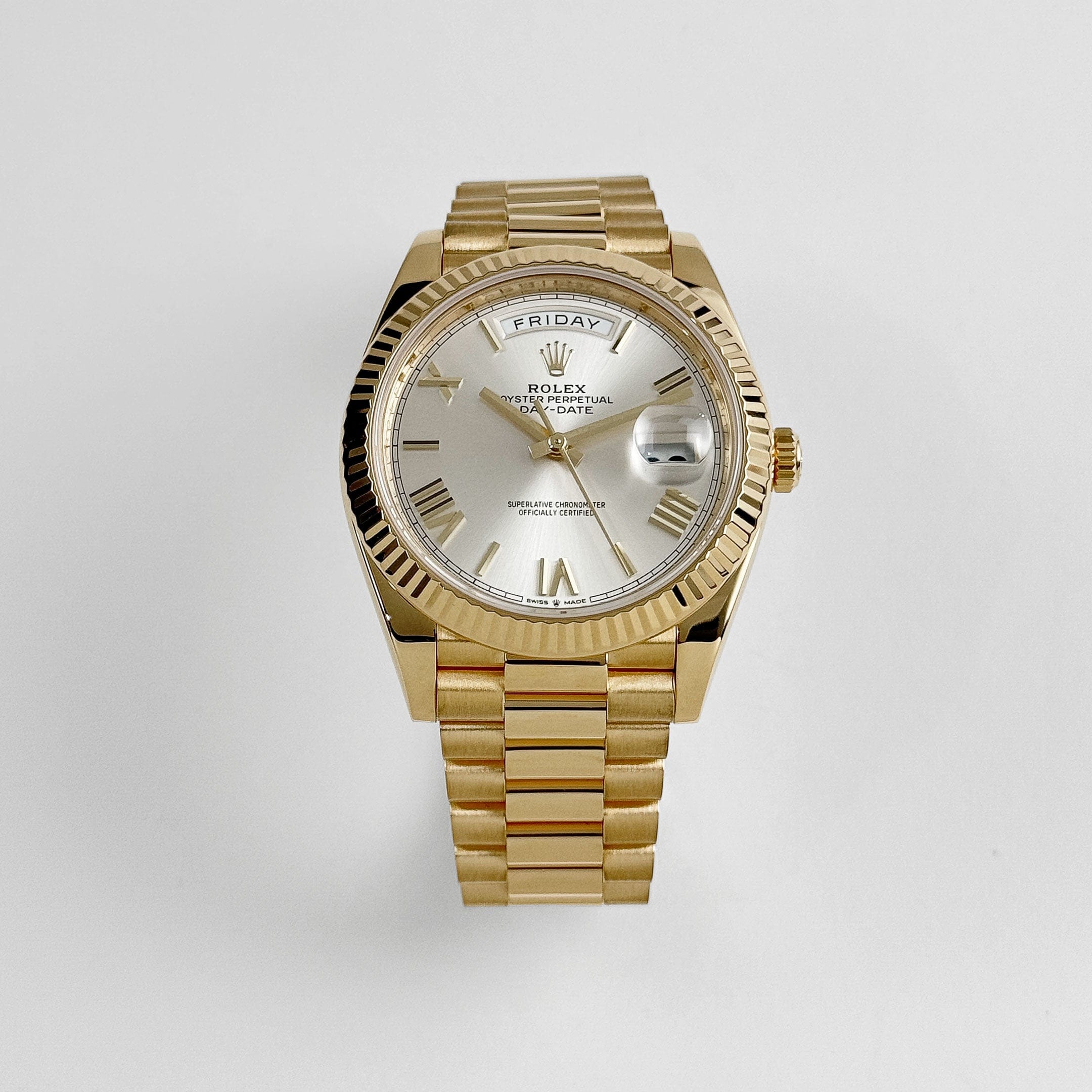 Rolex Day-Date 40 228238 Yellow Gold Silver Roman Numerals Dial (2026)