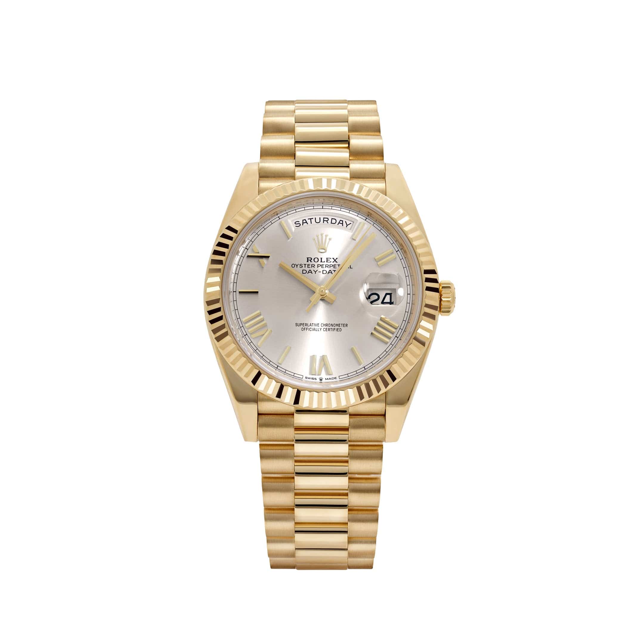 Rolex Day-Date 40 228238 Yellow Gold Silver Roman Numerals Dial