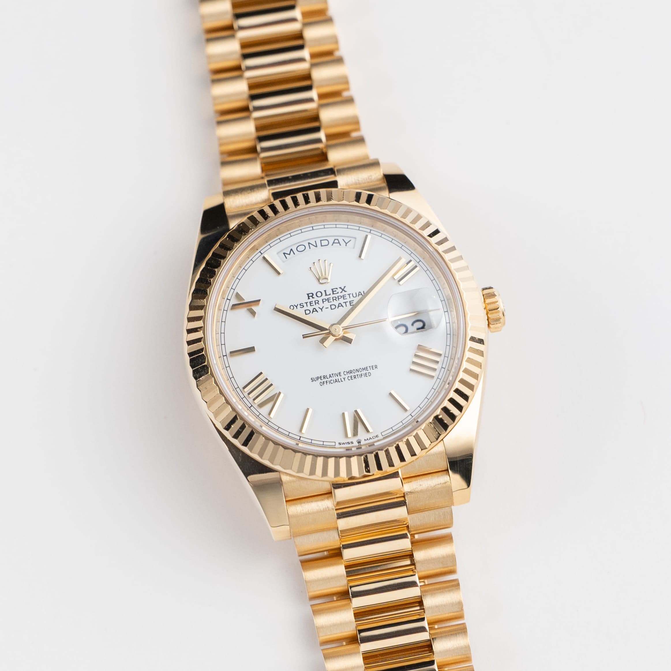 Rolex Day-Date 40 228238 Yellow Gold White Roman Numerals Dial (2021)