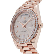 Rolex Day-Date 40 228345RBR Rose Gold Diamond Bezel Sundust Diamond Dial